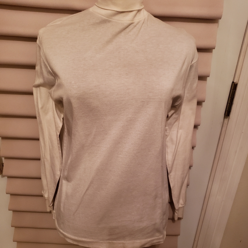 White Long Sleeve Cotton Turtleneck